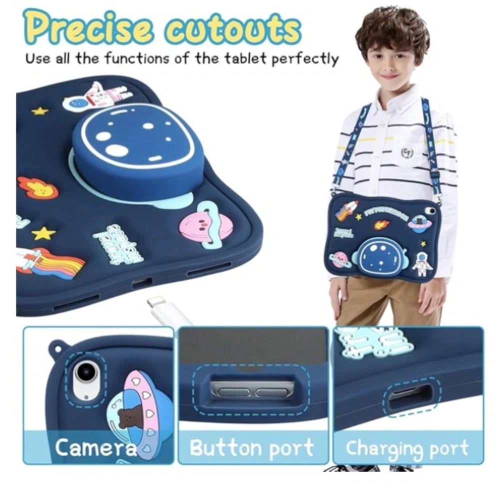 Space-Themed Astronaut Tablet Case with Strap